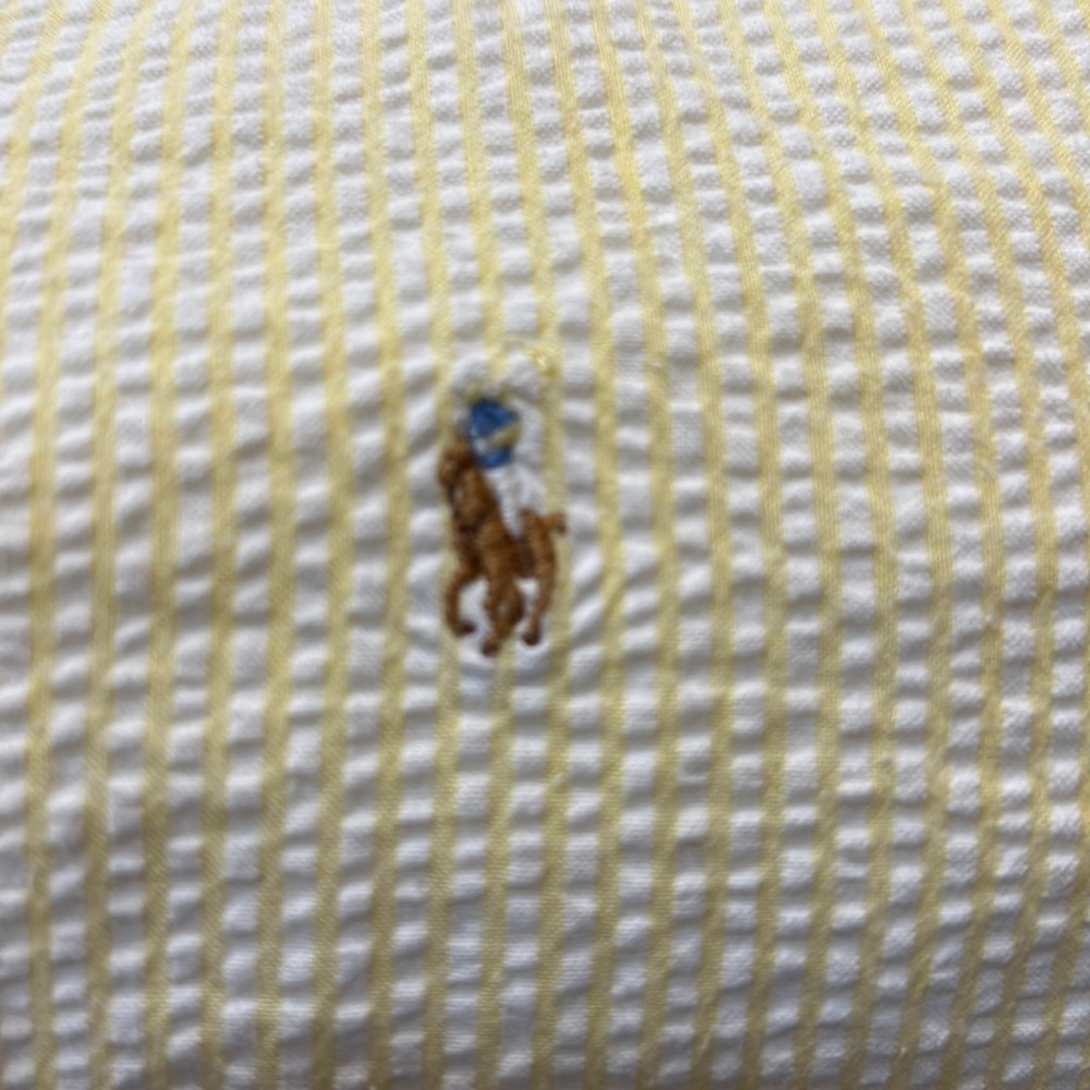 Ralph Lauren, clean!! cotton seersucker yellow stripe short sleeve shirt, Size 5